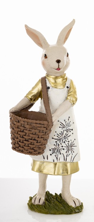 Zając Wielkanocny Figurka z Koszyczkiem Ozdoba