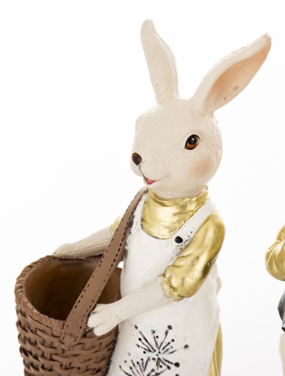 Zając Wielkanocny Figurka z Koszyczkiem Ozdoba