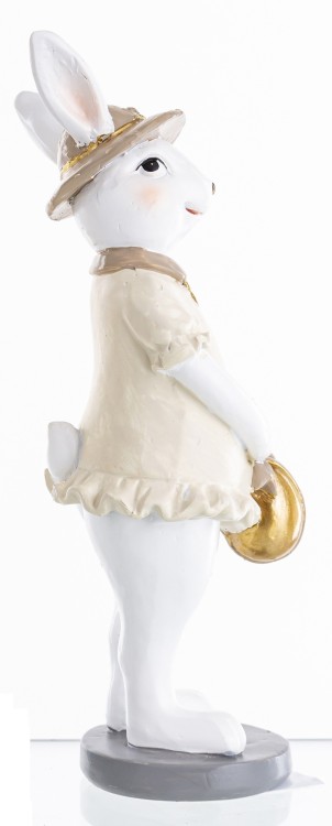 FIGURKA ZAJĄC W SUKIENCE ZŁOTE JAJKO OZDOBA