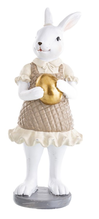 FIGURKA ZAJĄC W SUKIENCE ZŁOTE JAJKO