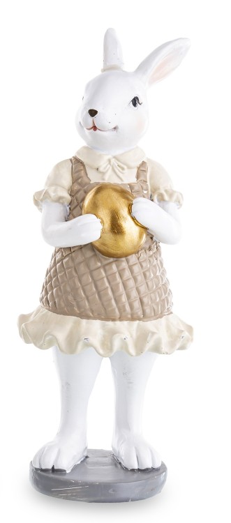 FIGURKA ZAJĄC W SUKIENCE ZŁOTE JAJKO