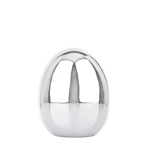 SREBRNE JAJKO CERAMICZNE FIGURKA CHROM GLAMOUR