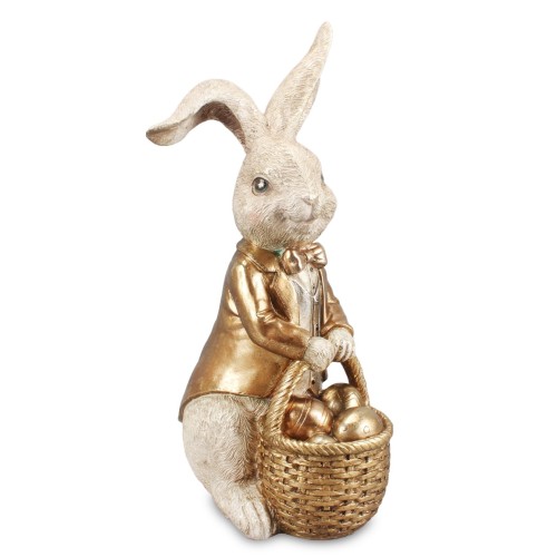 Złota figurka Zając duża elegancka dekoracja wielkanocna