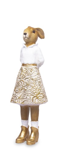 Figurka Pani Królik Biało-Złota Elegancka Wielkanoc Glamour