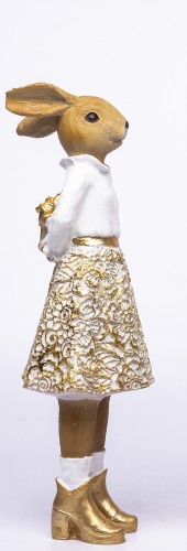 Figurka Pani Królik Biało-Złota Elegancka Wielkanoc Glamour