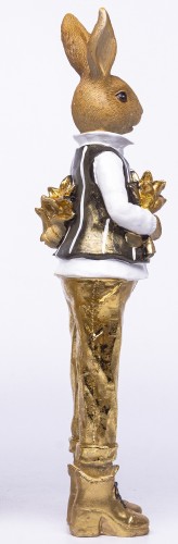 Figurka Pan Królik Elegancki Złoty Zając Dekoracja Wielkanocna