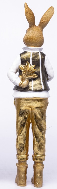 Figurka Pan Królik Elegancki Złoty Zając Dekoracja Wielkanocna