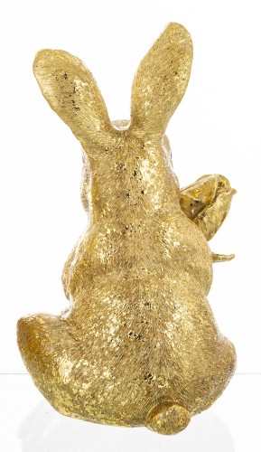 Złoty Zając Figurka Wielkanocna z Kwiatem Glamour Zajączek