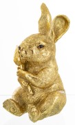 Złoty Zając Figurka Wielkanocna z Kwiatem Glamour Zajączek