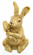 Złoty Zając Figurka Wielkanocna z Kwiatem Glamour Zajączek