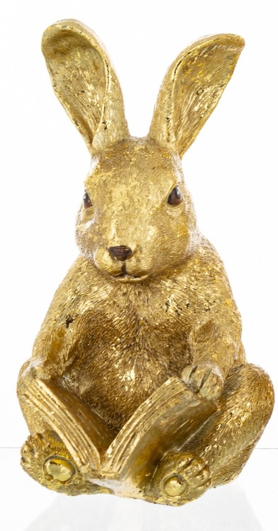 Figurka Zając Czytający Książkę Złoty  Glamour Prezent