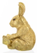 Figurka Zając Czytający Książkę Złoty  Glamour Prezent