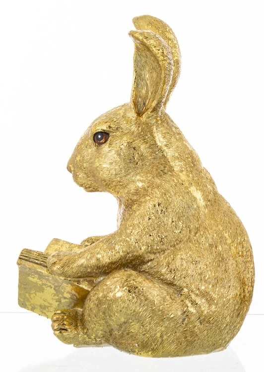 Figurka Zając Czytający Książkę Złoty  Glamour Prezent