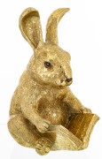Figurka Zając Czytający Książkę Złoty  Glamour Prezent