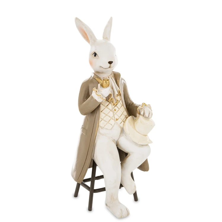 Figurka Zając Elegant z Fajką i Cylindrem