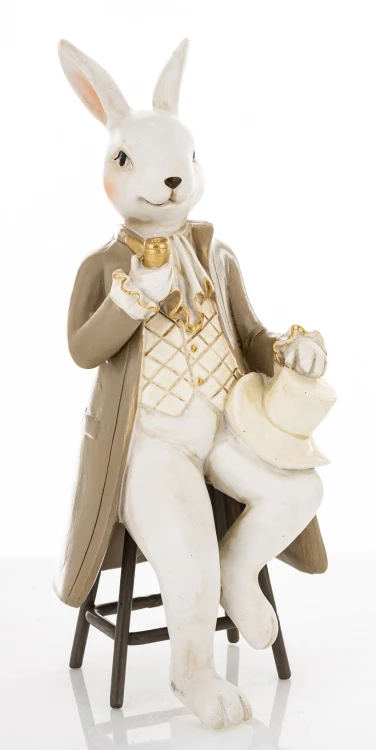 Figurka Zając Elegant z Fajką i Cylindrem