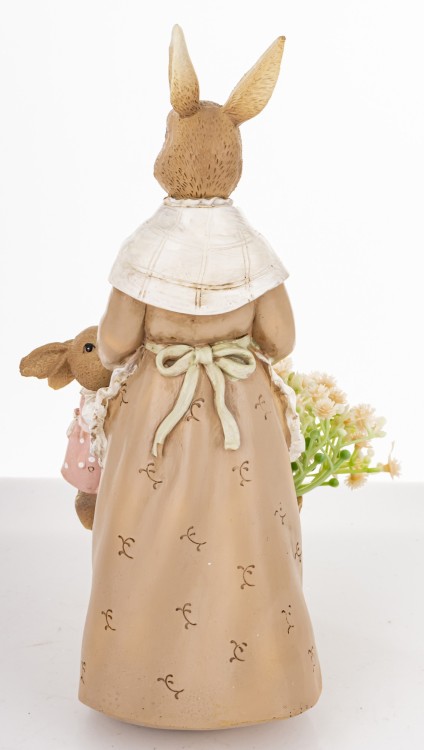 Figurka Zające z Koszem Kwiatów – Wielkanocna Ozdoba