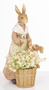 Figurka Zające z Koszem Kwiatów – Wielkanocna Ozdoba