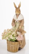 Figurka Zające z Koszem Kwiatów – Wielkanocna Ozdoba