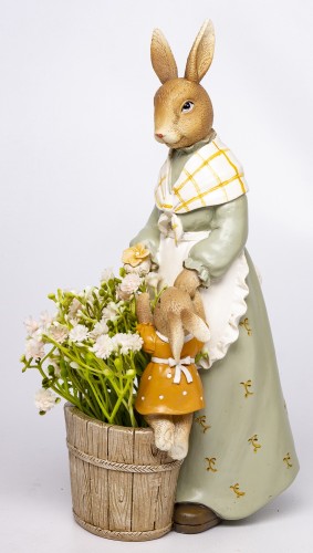 Figurka Wielkanocna Zające z Koszem Kwiatów