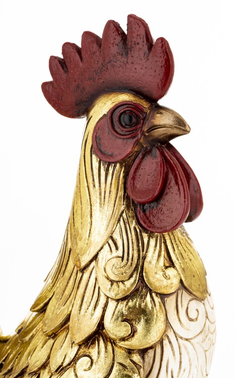 Złota figurka Kogut 36x23 cm – elegancka dekoracja do wnętrza