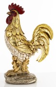 Złota figurka Kogut 36x23 cm – elegancka dekoracja do wnętrza