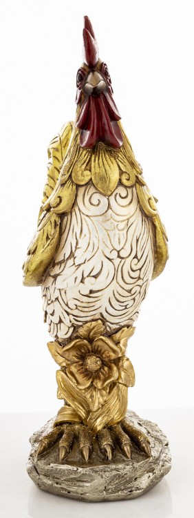Złota figurka Kogut 36x23 cm – elegancka dekoracja do wnętrza