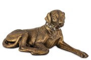 Figurka Psa Leżący Labrador Brązowa Złocona Duża