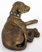 Figurka Psa Leżący Labrador Brązowa Złocona Duża