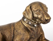 Figurka Psa Leżący Labrador Brązowa Złocona Duża