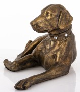 Figurka Psa Leżący Labrador Brązowa Złocona Duża