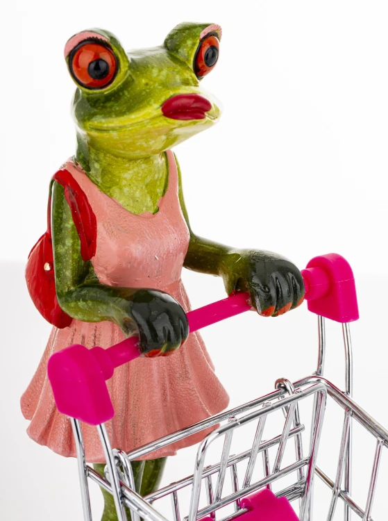 FIGURKA PANI ŻABA Z WÓZKIEM ZAKUPY