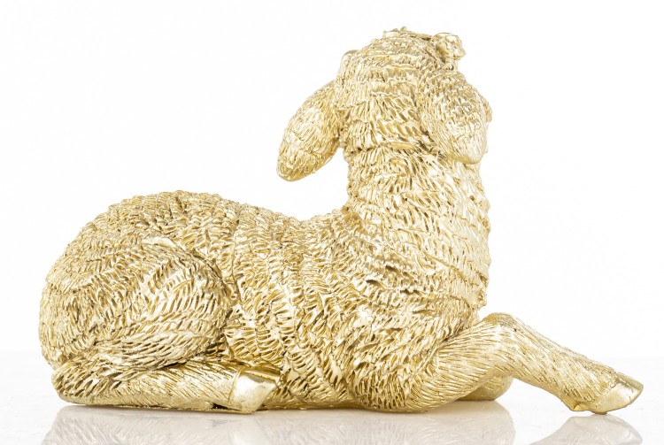 Złota Figurka Owieczka Leżąca Wielkanocna Dekoracja Glamour
