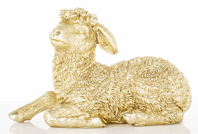 Złota Figurka Owieczka Leżąca Wielkanocna Dekoracja Glamour