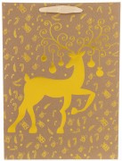 40x30CM TOREBKA PREZENTOWA XL BRĄZOWA ZŁOTY RENIFER