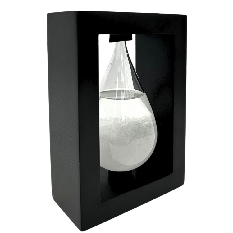 Barometr Burzowy Fitzroya w Oprawie Drewnianej - Kropla Storm Glass