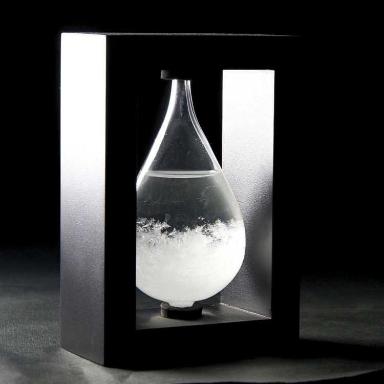 Barometr Burzowy Fitzroya w Oprawie Drewnianej - Kropla Storm Glass