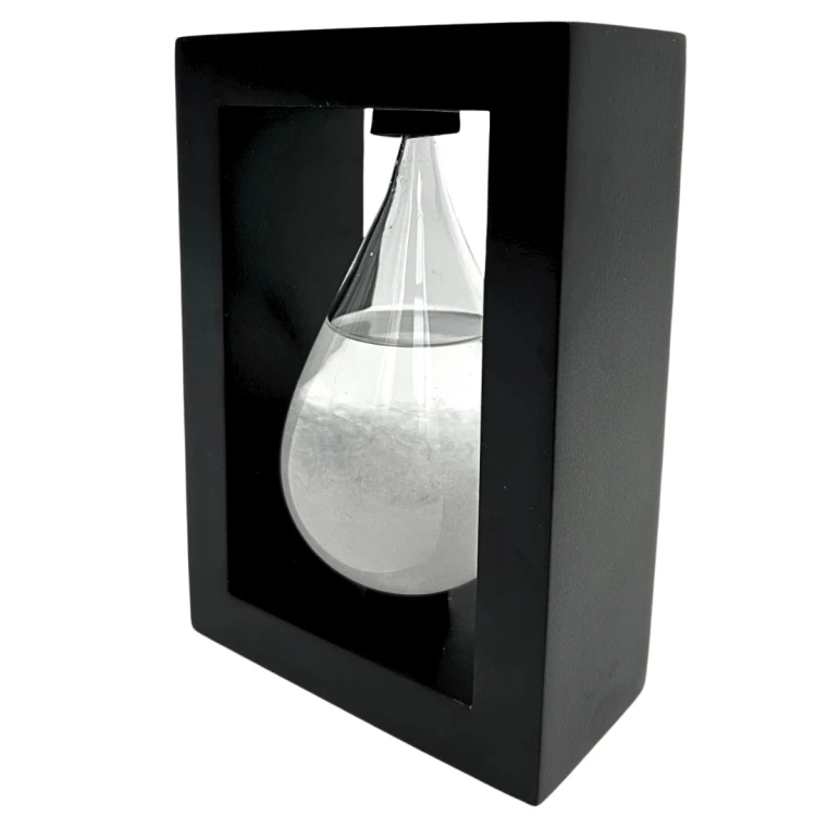 Barometr Burzowy Fitzroya w Oprawie Drewnianej - Kropla Storm Glass