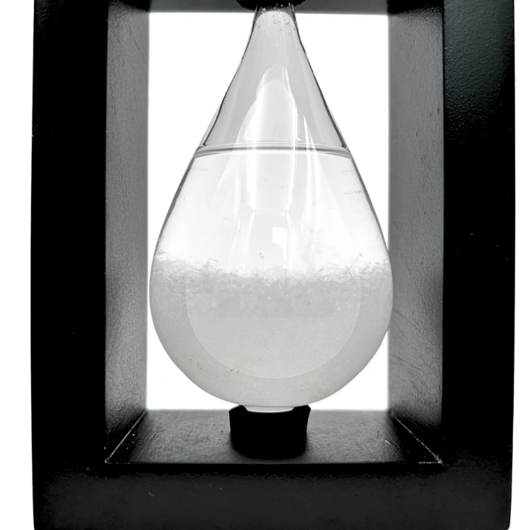 Barometr Burzowy Fitzroya w Oprawie Drewnianej - Kropla Storm Glass
