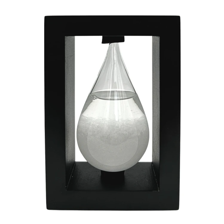 Barometr Burzowy Fitzroya w Oprawie Drewnianej - Kropla Storm Glass