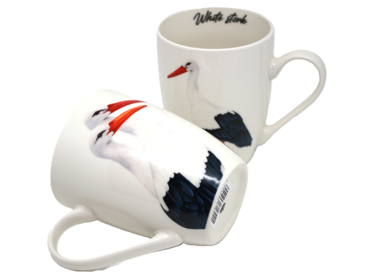 KUBEK PORCELANOWY Z BOCIANEM 350ml