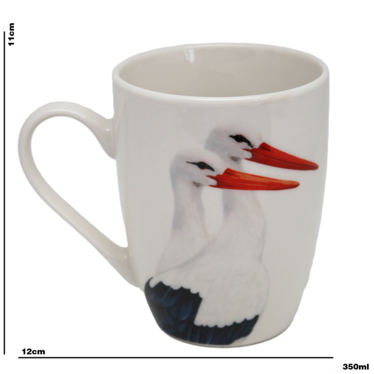 KUBEK PORCELANOWY Z BOCIANEM 350ml