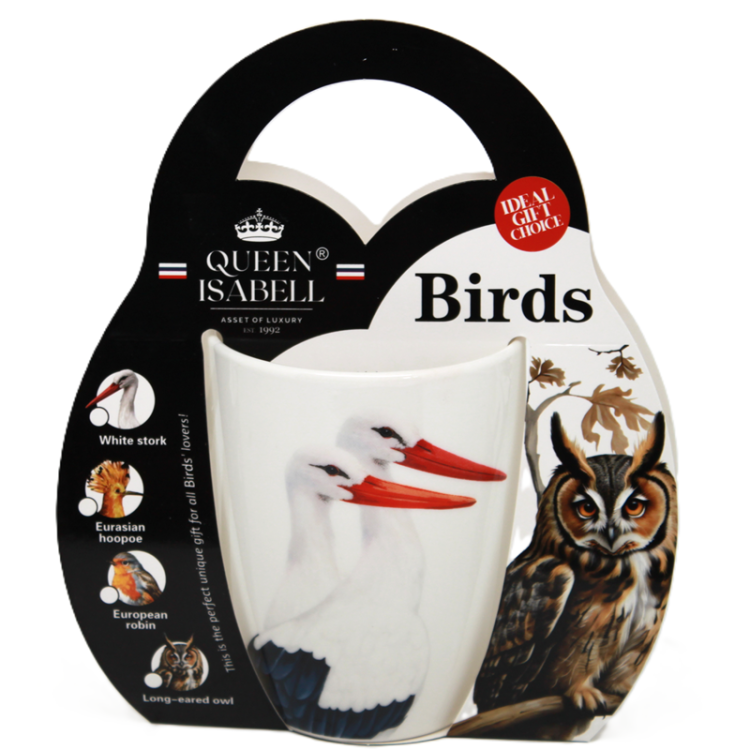 KUBEK PORCELANOWY Z BOCIANEM 350ml
