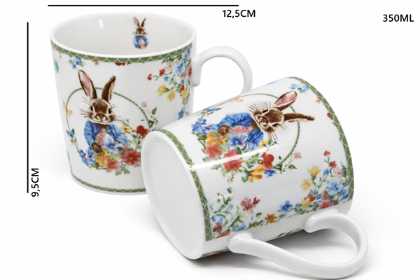 KOMPLET 2 KUBKÓW WIELKANOC KRÓLIK 350ML