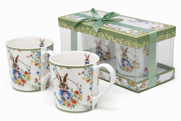 KOMPLET 2 KUBKÓW WIELKANOC KRÓLIK 350ML