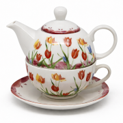 ZESTAW TEA FOR ONE IMBRYK FILIŻANKA TULIPANY PREZENT