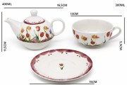 ZESTAW TEA FOR ONE IMBRYK FILIŻANKA TULIPANY PREZENT
