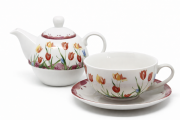 ZESTAW TEA FOR ONE IMBRYK FILIŻANKA TULIPANY PREZENT