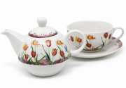 ZESTAW TEA FOR ONE IMBRYK FILIŻANKA TULIPANY PREZENT