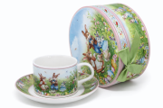 FILIŻANKA ZE SPODKIEM ZESTAW PREZENTOWY ZAJĄCZKI 180ML